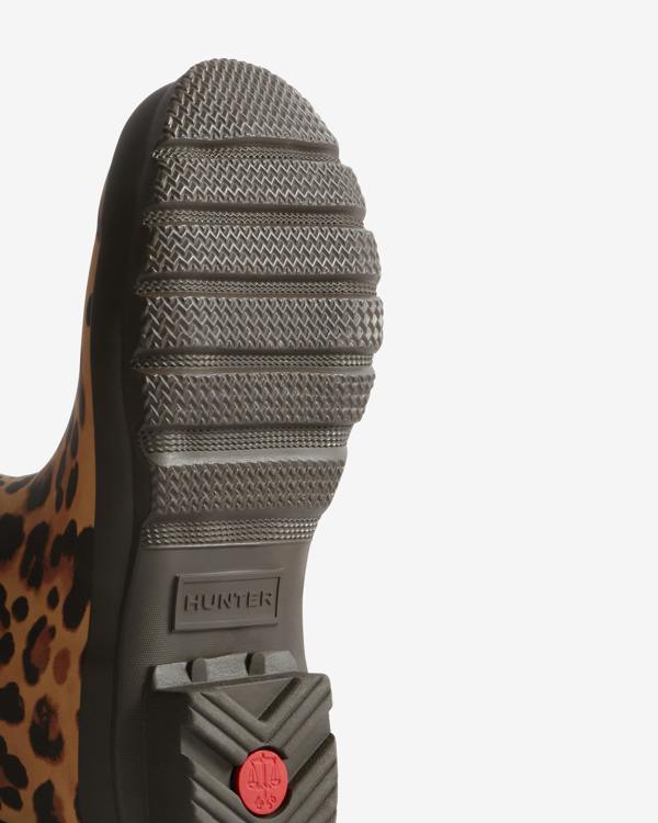 Hunter Womens Original Short Leopard Boot - Leopard Print/Chocolate Brown | CHO | Designer Womens Short Wellies