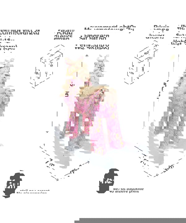 Infographic image of Pixie & Fluff Rocking Horse 12m+ showing dimensions