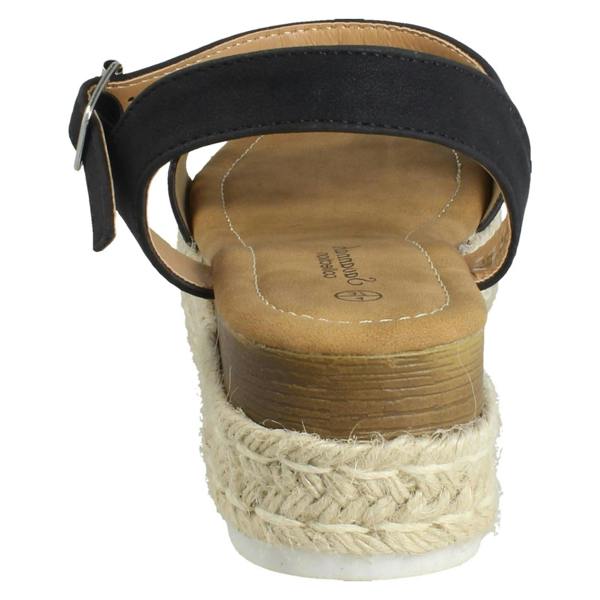 Savannah Ladies Mid Espadrille Wedge Ankle Strap Sandals F12096