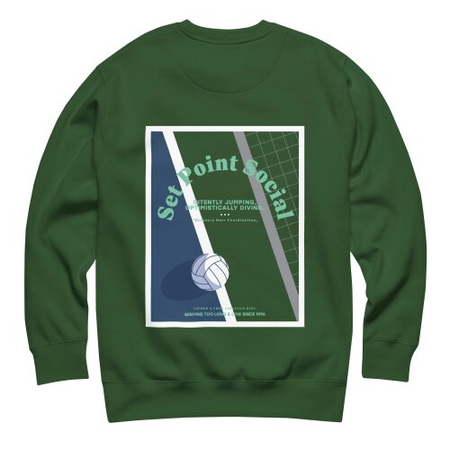 Anchor & Crew Set Point Social Volleyball Club League Organic Cotton Sweatshirt - Forest Green