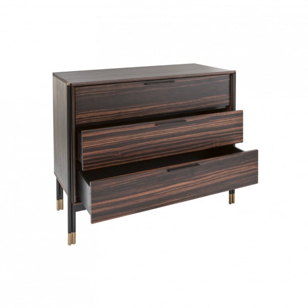 Bali 3 Drawer Chest - Ebony / Grey