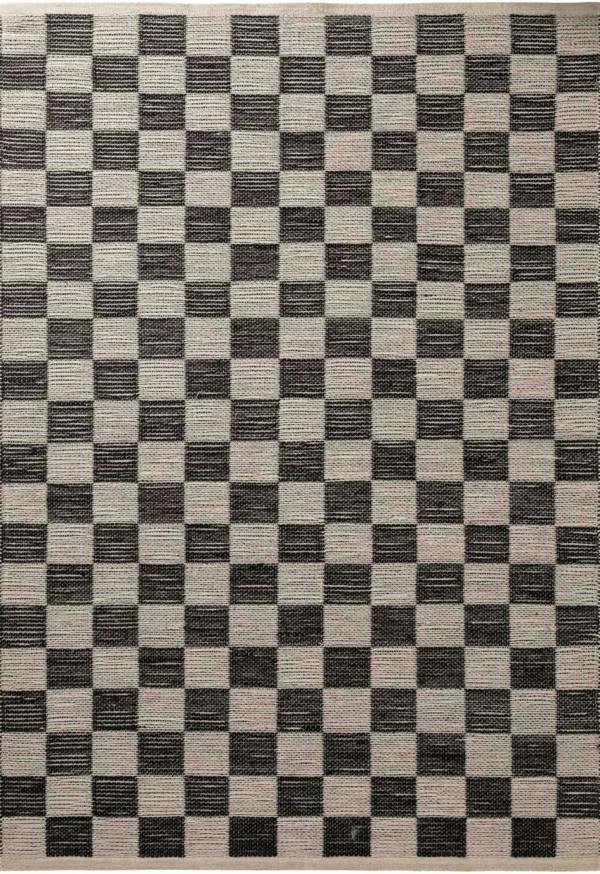 Handloom Jute Rug Natural White Black, Reversible, Long-lasting, checkerboard design.