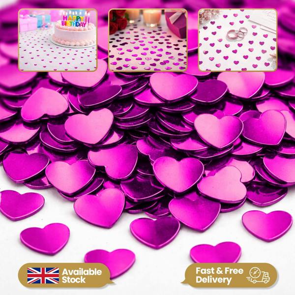 Hot Pink Heart Confetti Table Scatter for Birthday, Wedding and Valentine’s Decorating image 9