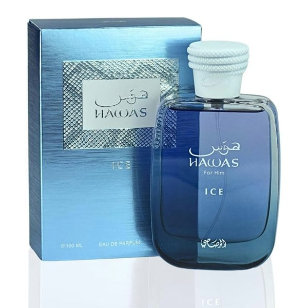 Hawas Ice by Rasasi for Men 100ml bottle and box