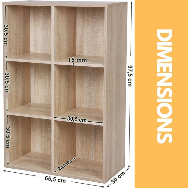 Rafaelo Mobilia 6 Cube Storage Unit Bookcase Oak