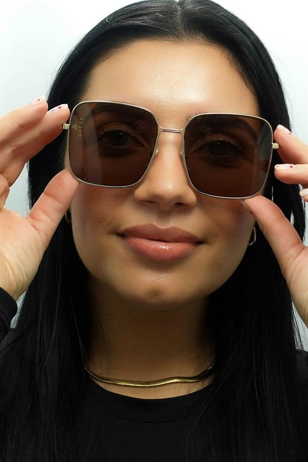 Gucci Sunglasses GG0443S 002 Gold Brown