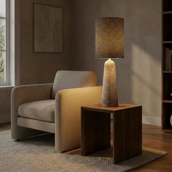 Garden Greatness Tall Concrete Stone Sculptural Table Lamp