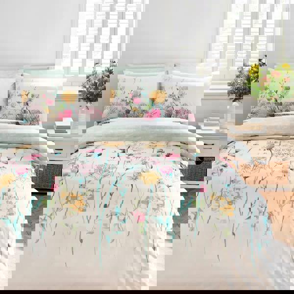 Catherine Lansfield Meadowsweet Floral Reversible Duvet Cover Set Bright