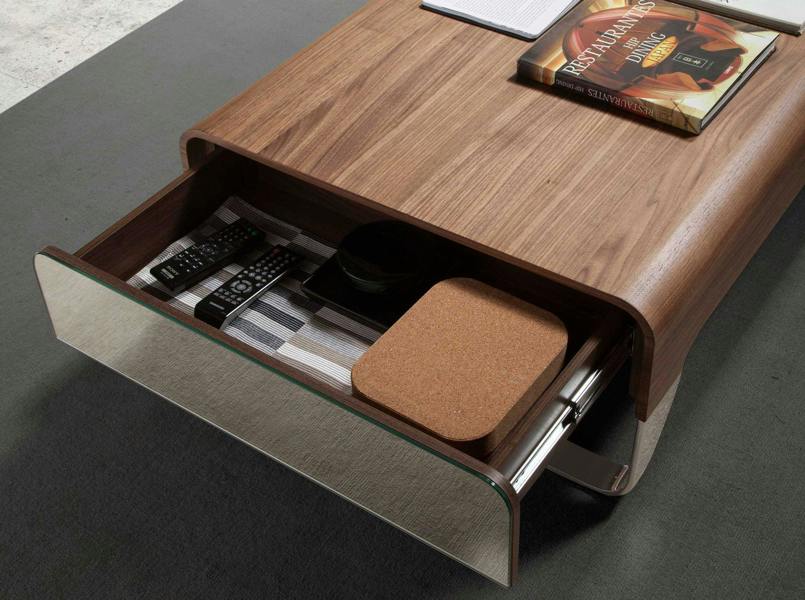 Angel Cerdá Rectangular Coffee Table Walnut and Chrome-plated Steel 2001