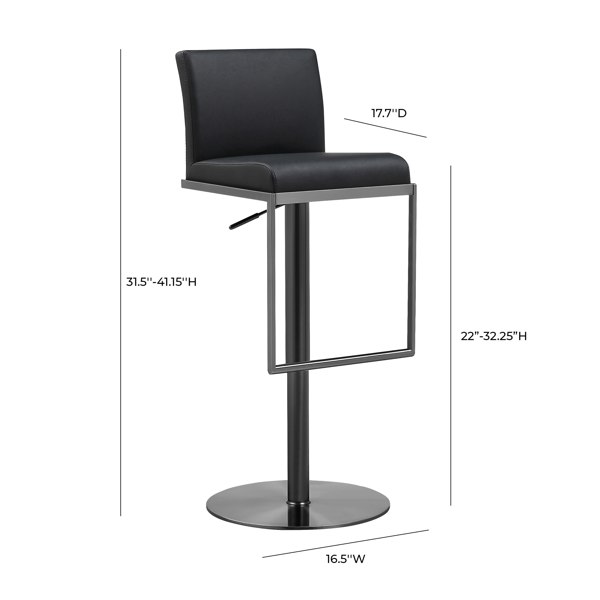 Furniture Edit Amalfi Black Performance Vegan Leather on Black Bar Stool