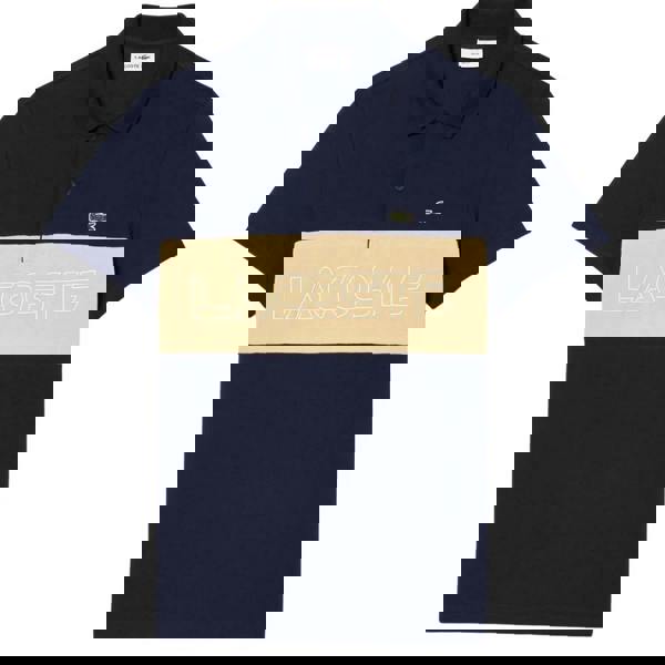 Lacoste Mens Pique Stretch Regular Polo Shirt - Navy/Cream - 