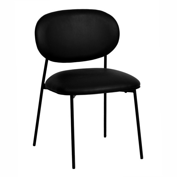 Furniture Edit McKenzie Black Vegan Leather Stackable Dining Chair - Set of 2