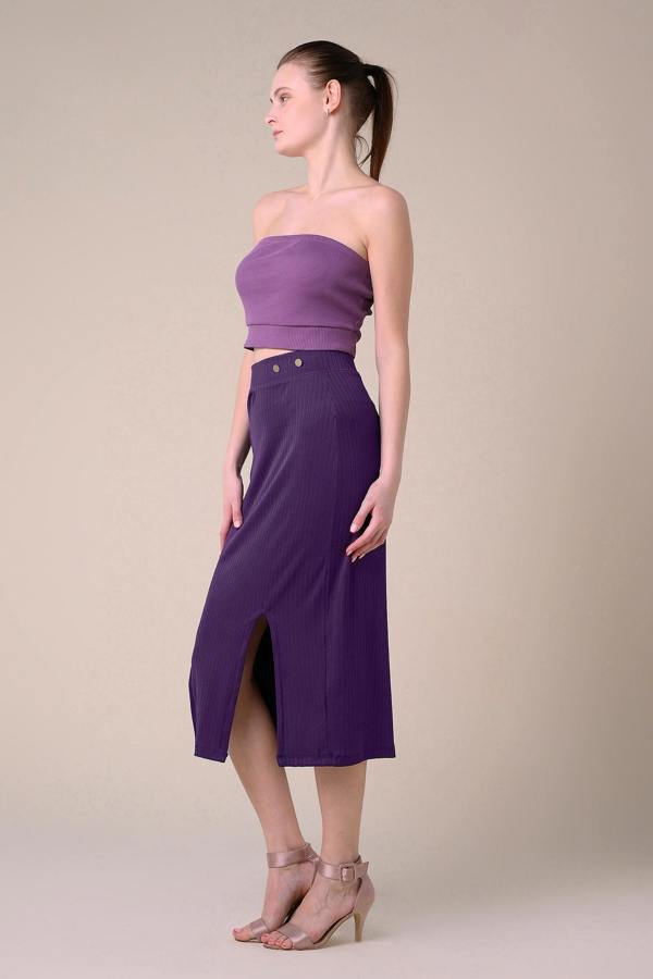 ENORSIA Crown Split Front Jersey Skirt