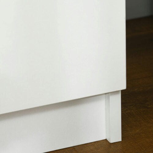 Wyld Haus Rema High Gloss White Bedside Table With LED Lighting And 2 Drawer Storage