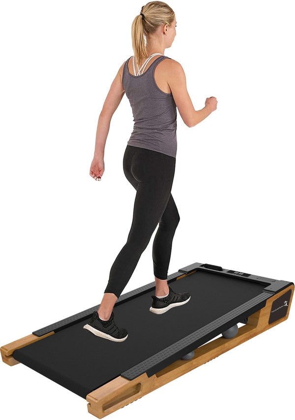 Strongology INCLINO 5° Incline Light Walnut Wood Finish Home and Office Quiet 2.0HP Adjustable Speed 1-6km/h Bluetooth  LED Display Treadmill