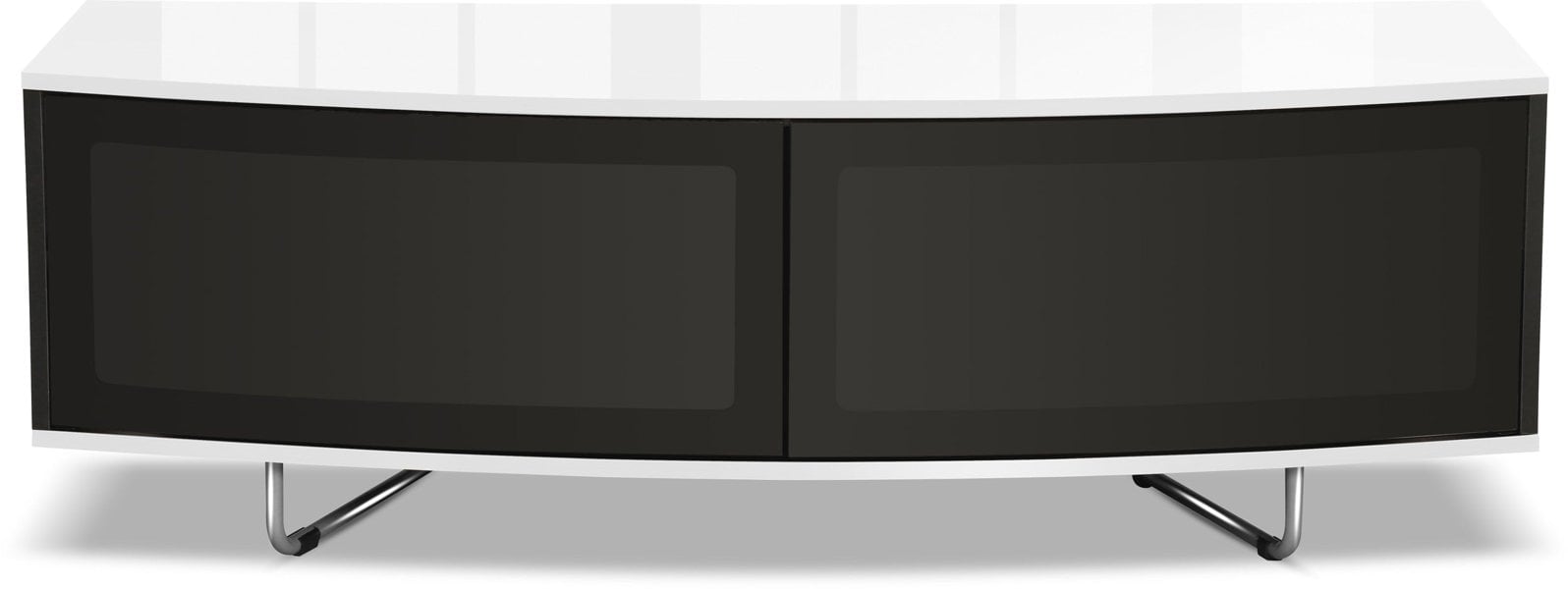 Centurion Supports Caru Gloss Black and Gloss White Beam-Thru Remote Friendly Super-Contemporary "D" Shape Design 32"-65" LED/OLED/LCD TV Cabinet