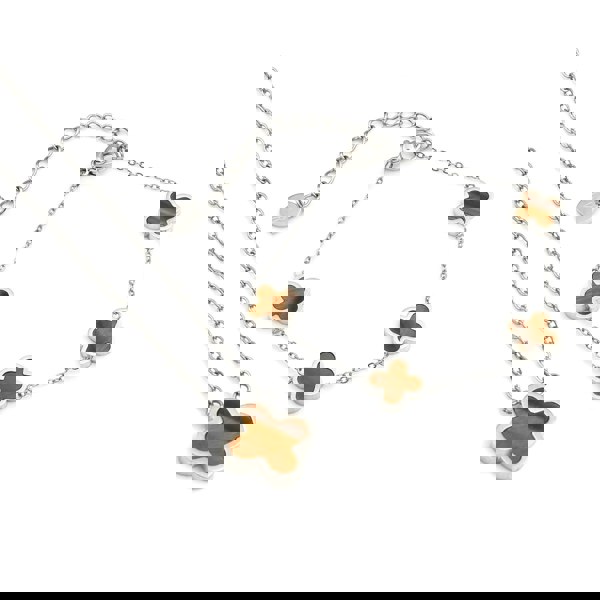 Say It With Tiger Eye Crystal Clover Gift Set - Silver