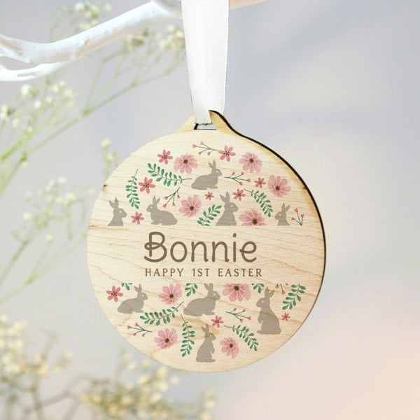Personalised Memento Company Personalised Floral Easter Tree Wooden Decoration