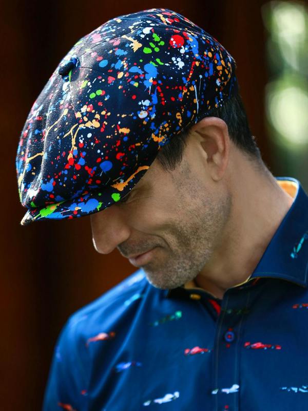 Paint Splash Black Printed BUTTON - TOP Cap - Claudio Lugli Shirts