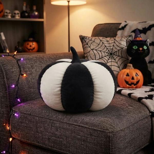 Garden Greatness Halloween Striped Pumpkin Cushion