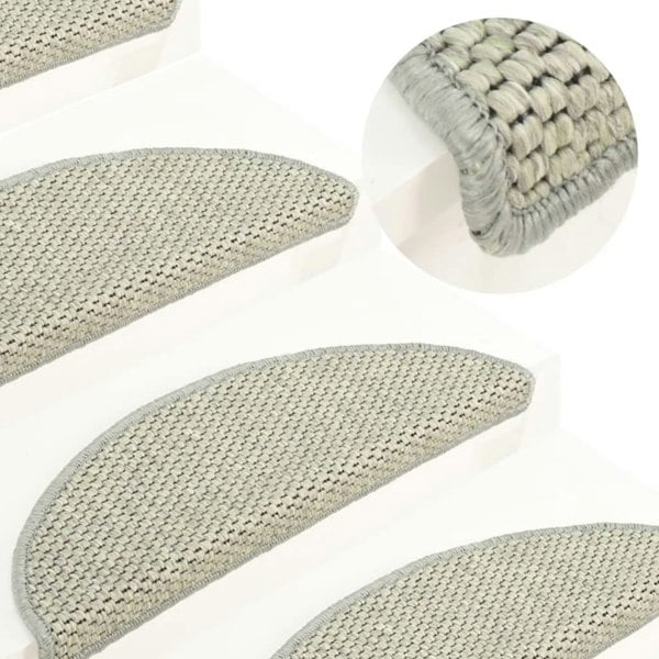 Berkfield Stair Mats Self-adhesive Sisal-Look 15 pcs 56x17x3 cm Grey