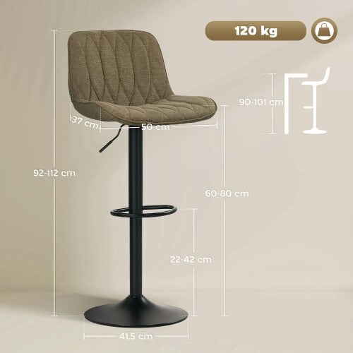 Wyld Haus Sehake Fabric Brown Linen Look Bar Stools Set Of 2