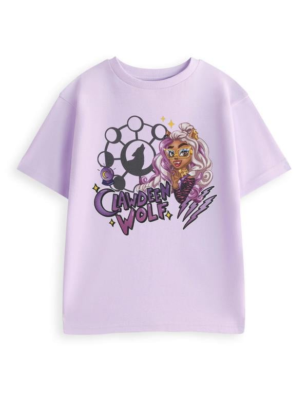 Vanilla Underground Monster High Girls Purple Clawdeen Wolf Short Sleeved T-Shirt