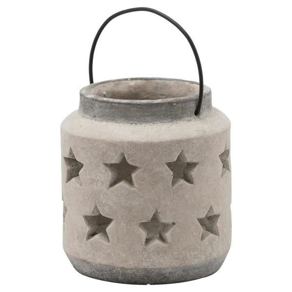 Hill Interiors Bloomville Stone Star Candle Lantern - Stone - 