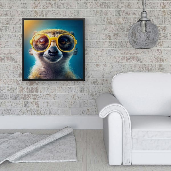 Warren Reed Meerkat Splash Art Framed Canvas