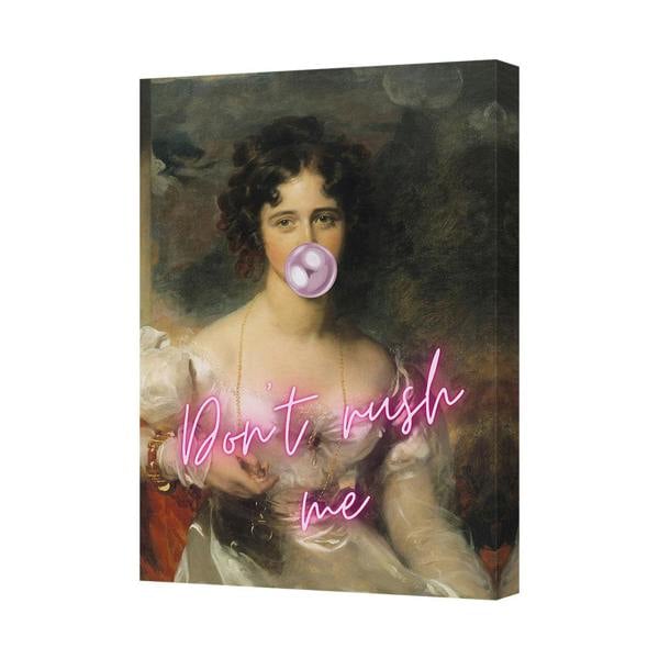 Benjamin Tate Design Vintage Portrait Canvas Wall Art With Neon Dont Rush Me Overlay