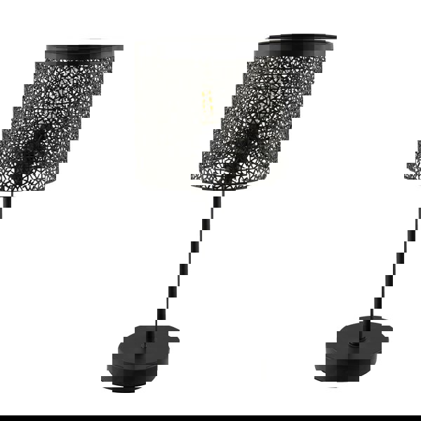 Classic Chic Moroccan Themed Matte Black Table Lamp with Inline Switch Image 1