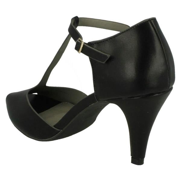 Spot On Ladies Spot On Heeled Peep-Toe Shoes