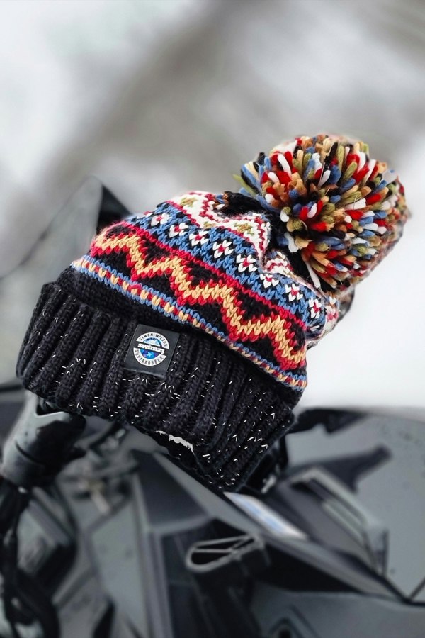 SuperBobble Simon Wilson Fairisle Knit Beanie Bobble Hat - Black