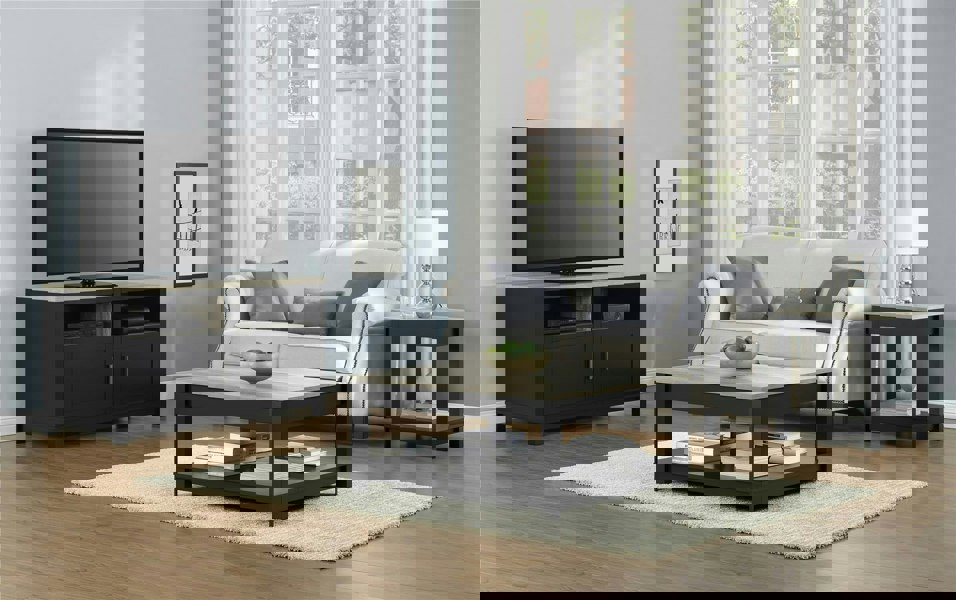 Dorel Home Carver coffee table with 1 shelf in black