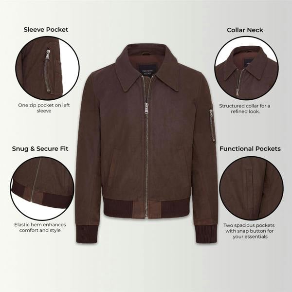 Infinity Leather Mens A2 Cowhide Leather Bomber Jacket-Eura