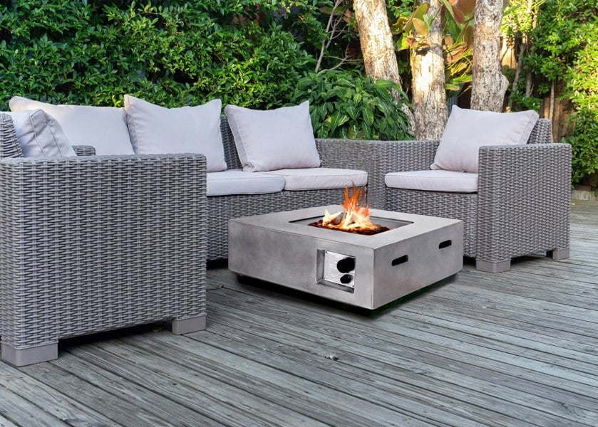 MDA Designs Loki Light Grey Lavish Garden & Patio Gas Fire Pit with Eco-Stone Finish