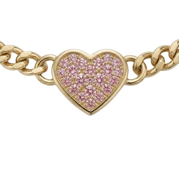 BLOOMTINE Loves Frequency™ 18K Solid Gold Pink Diamond Heart Choker Necklace