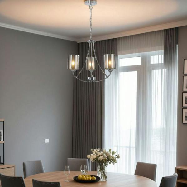 Pagazzi Lighting Ashton 3-Light Polished Chrome Chandelier Ceiling Light