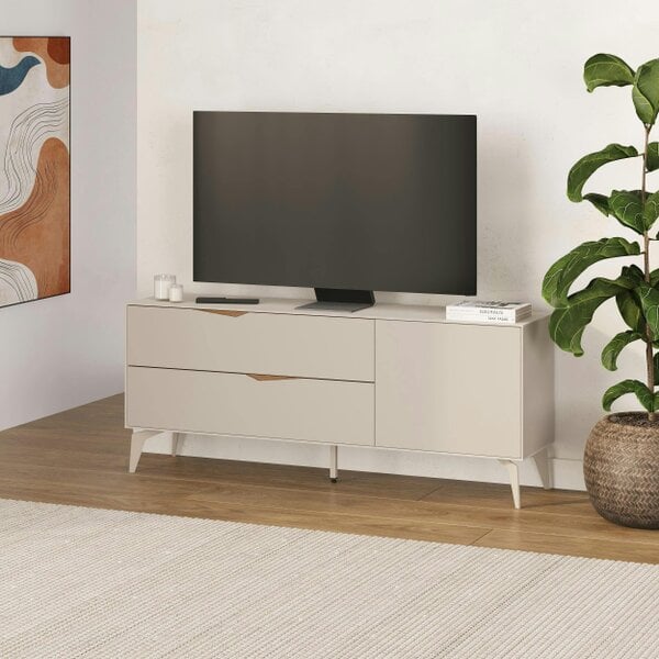 Decortie Jaden TV Unit for TVs up to 60in 2 Drawers and Door 150 x 35 x 61 cm