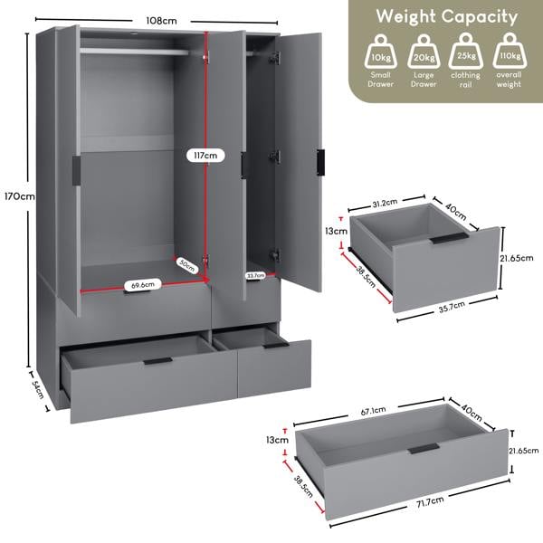 Vida Designs Trega 3 Door 4 Drawer Wardrobe