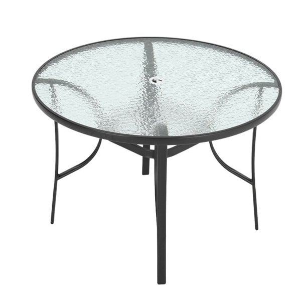 Garden Ripple Round Table With Umbrella Hole Or 4/6 Stacking Chairs GARDEN DINING SETS Living and Home Only Black Table