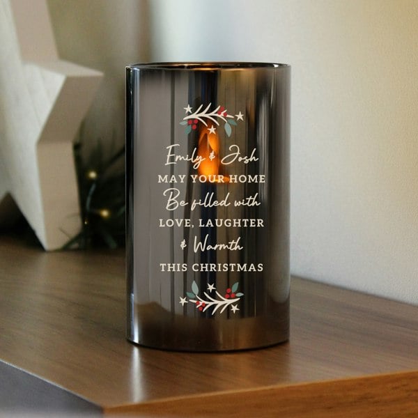 Personalised Memento Company Personalised Christmas Smoked Glass LED Candle