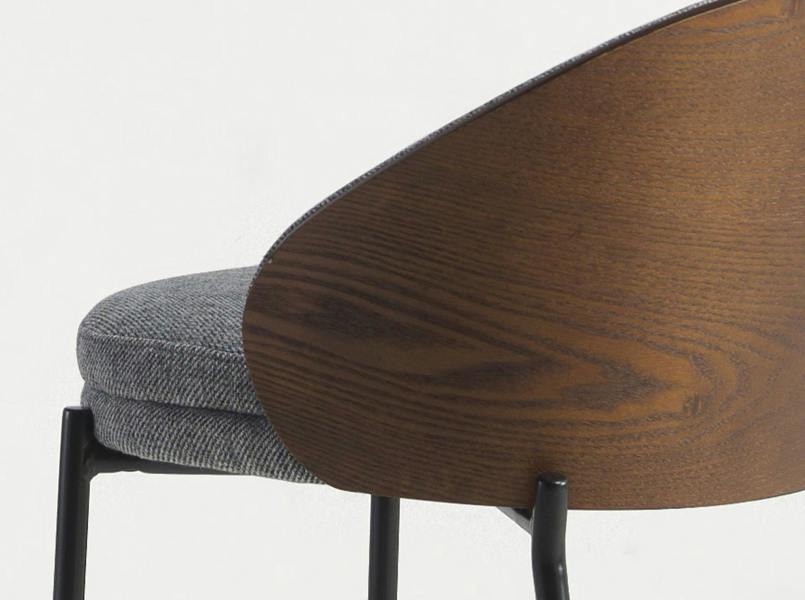 Angel Cerdá Grey and Walnut Fabric Stool 4127