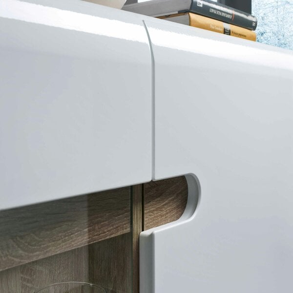 Wyld Haus Foxwhisk 3 Door Glazed Sideboard White and Truffle Oak Wood