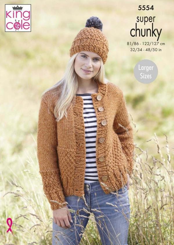 King Cole Big Value Super Chunky Stormy Knitting Pattern 5554, Headwear, Scarves, Cardigans for Women, 32 - 50 Inches