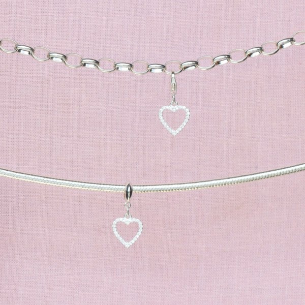 Mylee London Crystal Heart Pendant Charm - Sterling Silver