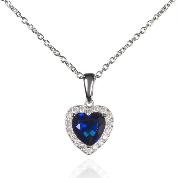 Sterling Silver Blue Heart Necklace for Women - namana.london