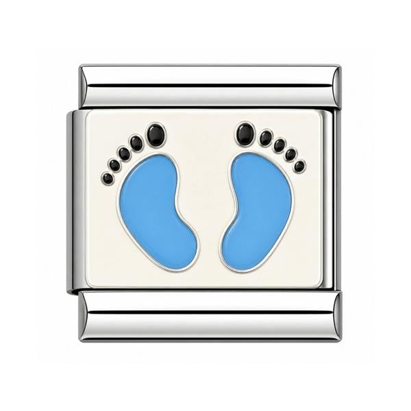 Serafina Blue Baby Footprints| Italian Style Bracelet Charm