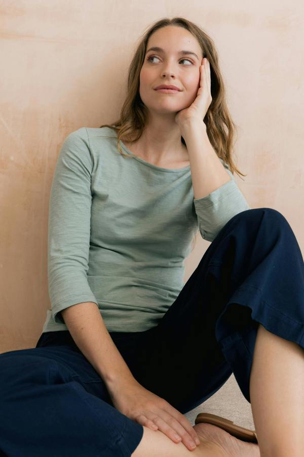 Lily & Me Monica Organic Cotton Jersey Top Silver Sage