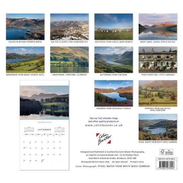 Colin Baxter, Lake District Calendar 2027, Wall Calendars, Month To View, Travel, Gift